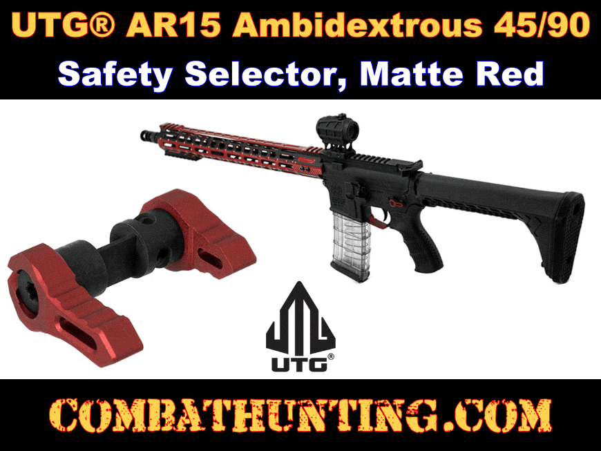 UTG AR15 Ambidextrous 45/90 Safety Selector Matte Red style=
