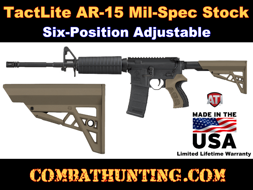 ATI TactLite AR-15 AR-10 Mil-Spec Stock FDE style=