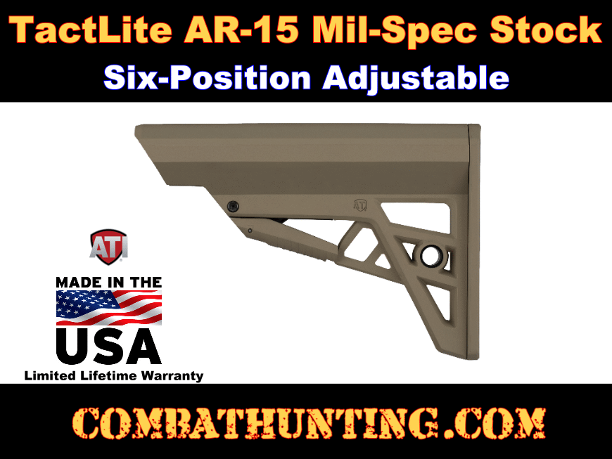 ATI TactLite AR-15 AR-10 Mil-Spec Stock FDE style=