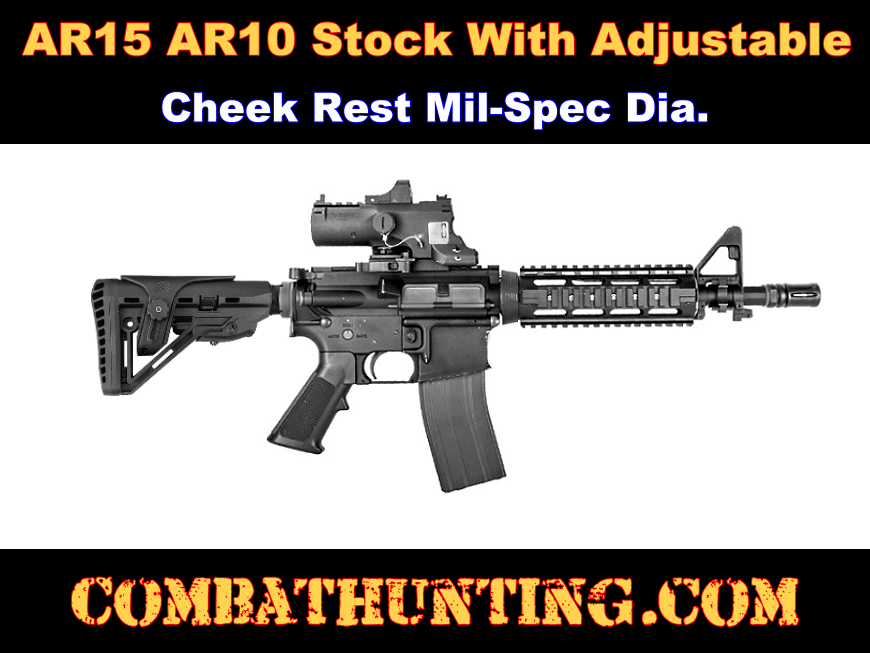 M4/AR-15 Stock with Adjustable Cheek Rest Riser Mil-Spec style=