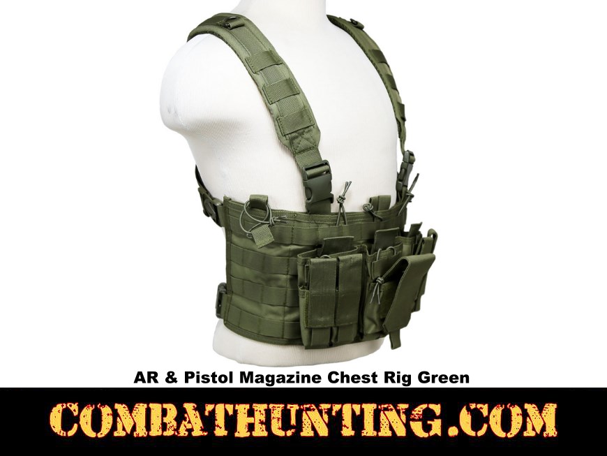 AR & Pistol Mag Chest Rig Military Green style=