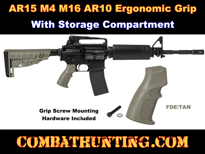 Hunting Ergonomic pistol Grip w/Finger Grooves Storage Compartment w/ screw 