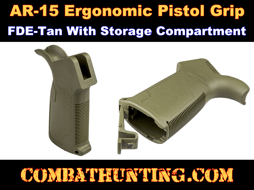 AR-15 A2 Ergonomic Pistol Grip FDE-Tan With Storage style=