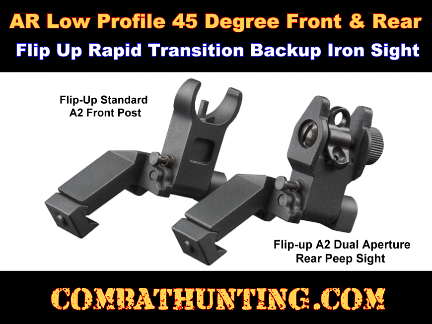 Flip up Front&Rear Iron Sight Set BUIS Sights Mil Spec Dual Apertures 