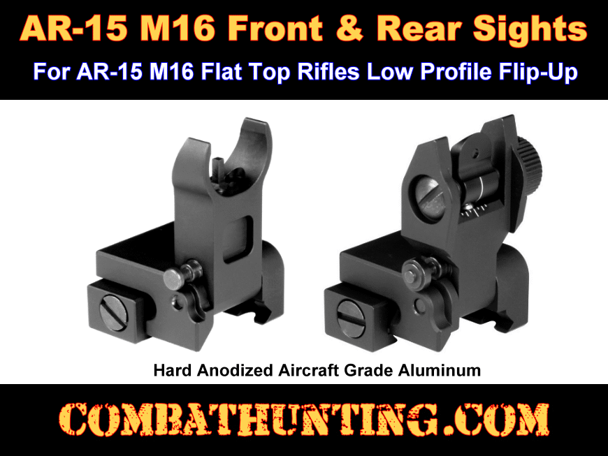 Low Profile Flip-up BUIS Picatinny Front and Rear Iron Sights style=