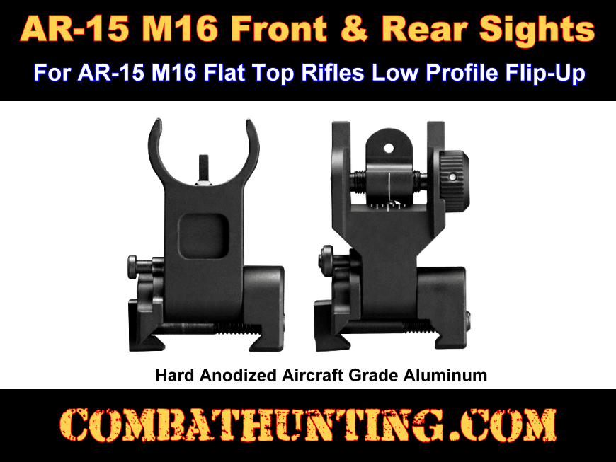 Low Profile Flip-up BUIS Picatinny Front and Rear Iron Sights style=