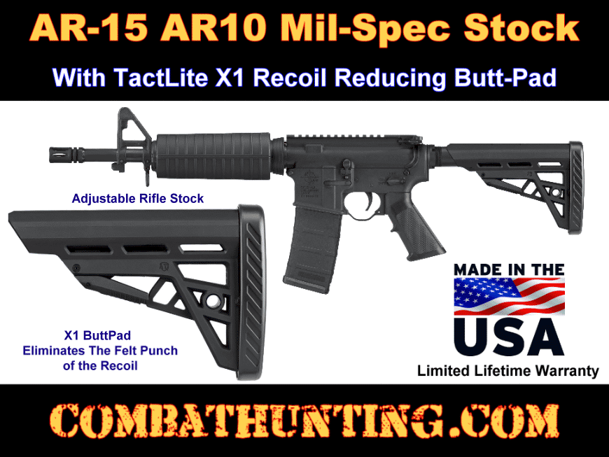 AR-15 AR10 Mil-spec Stock With Recoil Reducing Buttpad Adjustable Stock style=