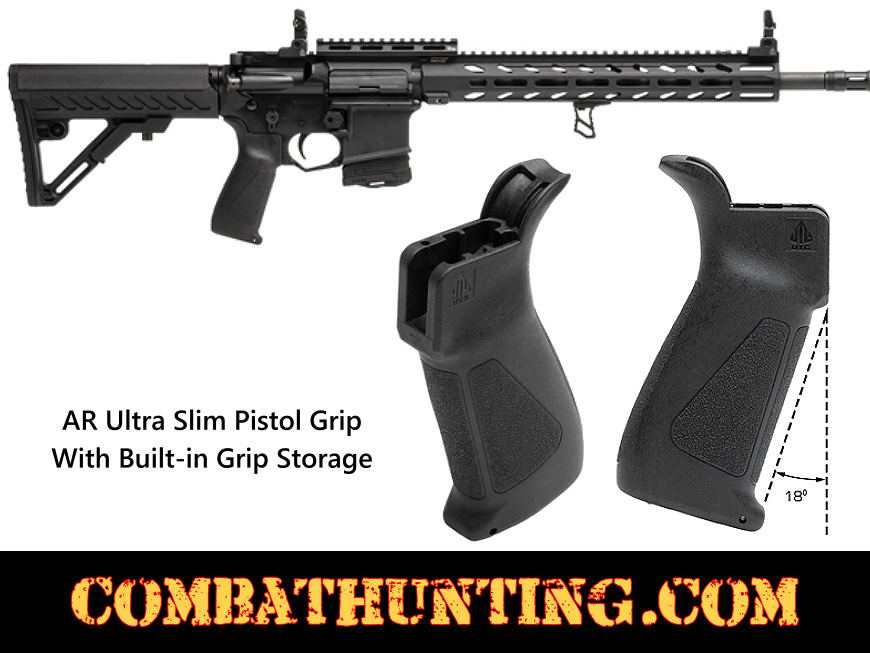 AR-15 Ultra Slim Pistol Grip Black Polymer UTG® style=