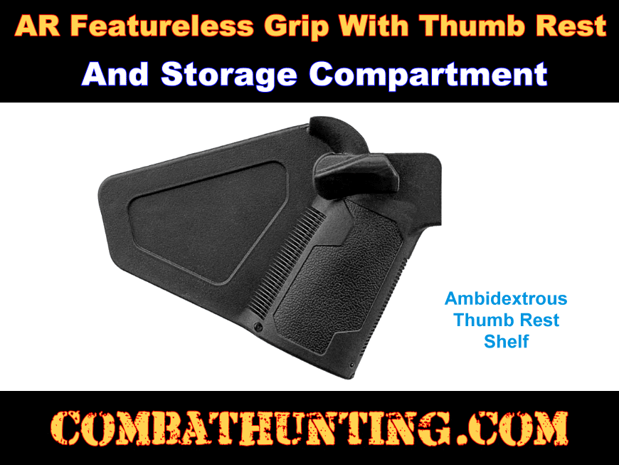 AR Featureless Grip With Thumb Rest and Storage style=