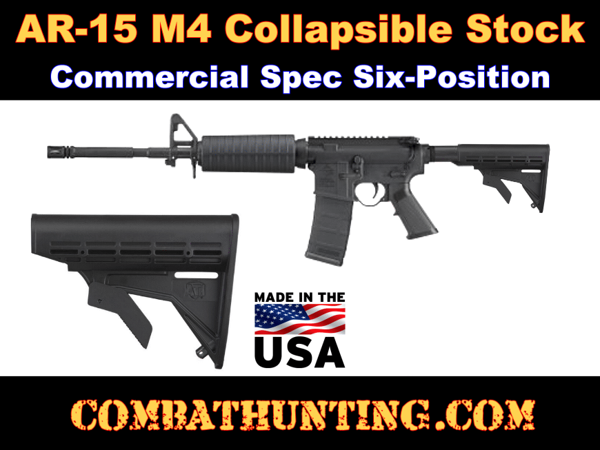 AR-15 M4 Carbine Stock 6-Position Collapsible Commercial style=