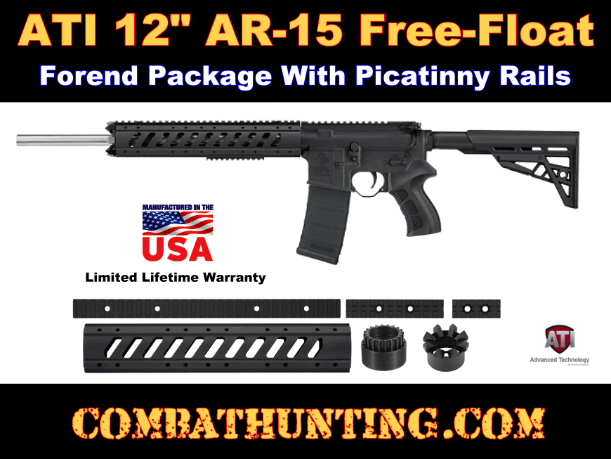 AR-15 Free Float Handguard With Barrel Nut 12 Inch Handguard style=