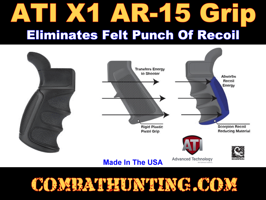 ATI X1 AR-15 Recoil Reducing Pistol Grip Black style=