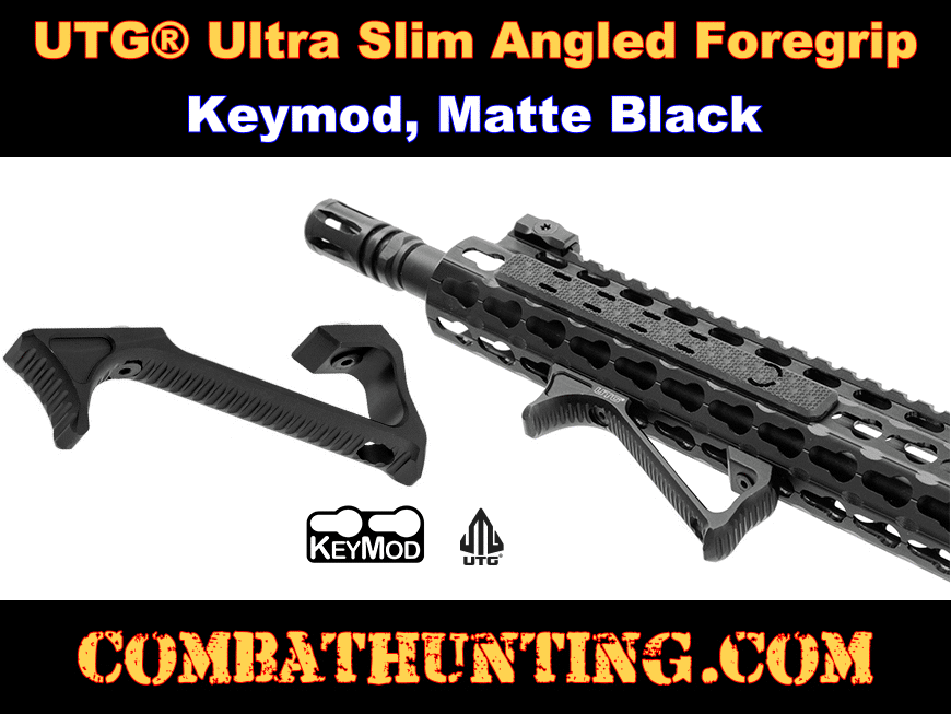 UTG® Ultra Slim Angled Foregrip Keymod Matte Black style=