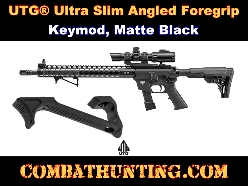 UTG® Ultra Slim Angled Foregrip Keymod Matte Black style=