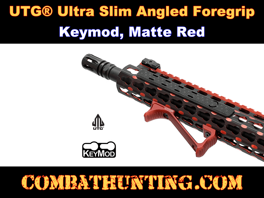 UTG® Ultra Slim Angled Foregrip Keymod Matte Red style=