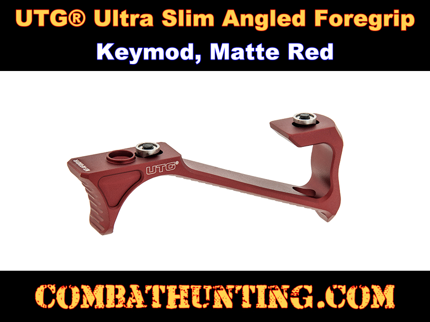 UTG Ultra Slim Angled Foregrip, Keymod, Matte Red style=