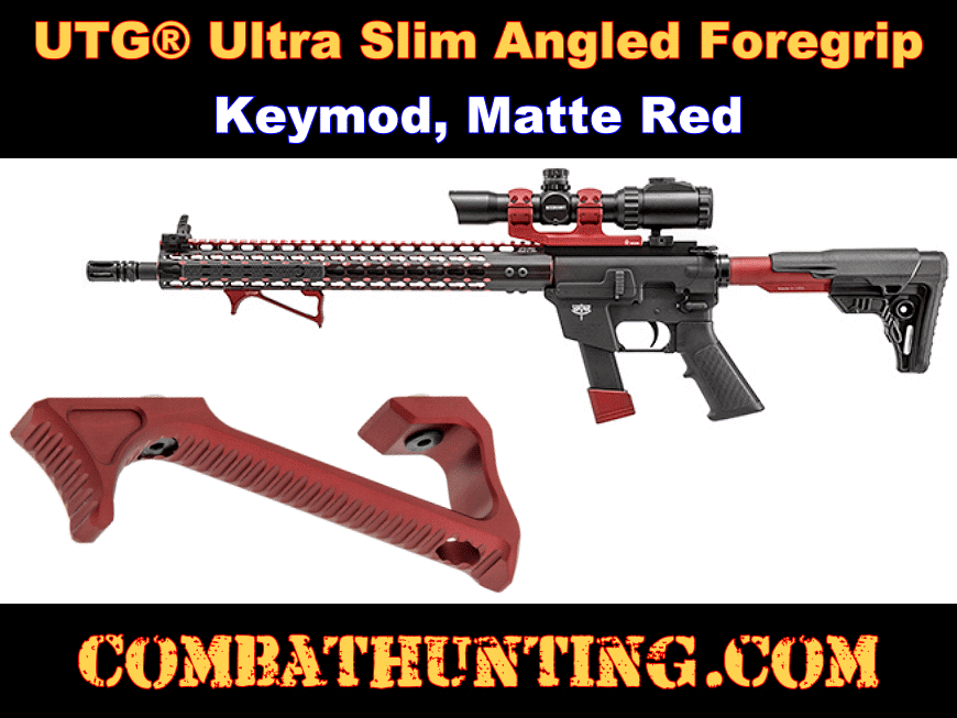 UTG® Ultra Slim Angled Foregrip Keymod Matte Red style=