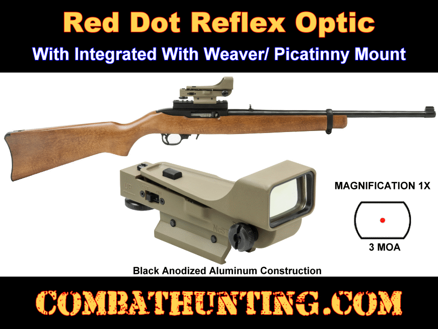 Red Dot Reflex Optic With Weaver Picatinny Mount FDE Tan style=