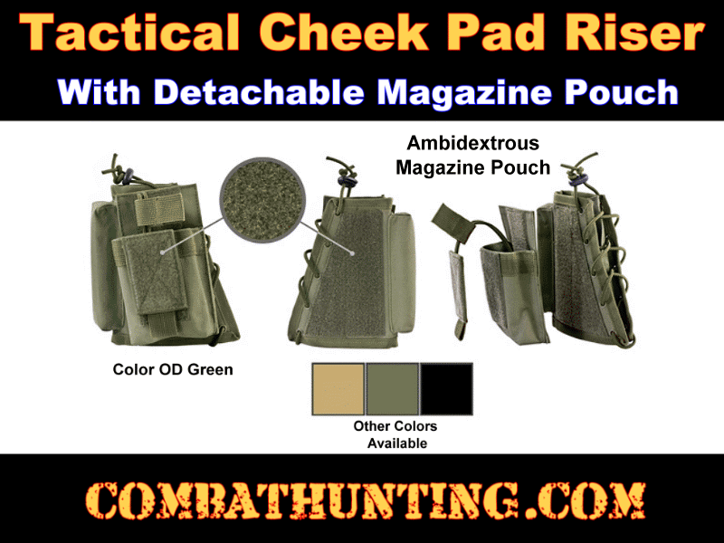 Tactical Cheek Pad Stock Riser With Magazine Pouch Green style=