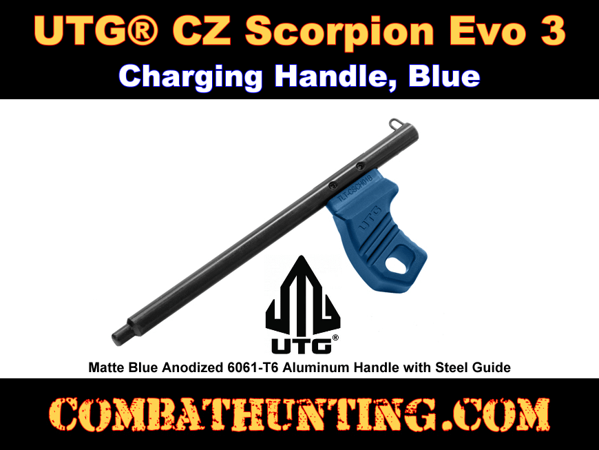 CZ Scorpion Evo 3 Charging Handle Blue Anodized style=