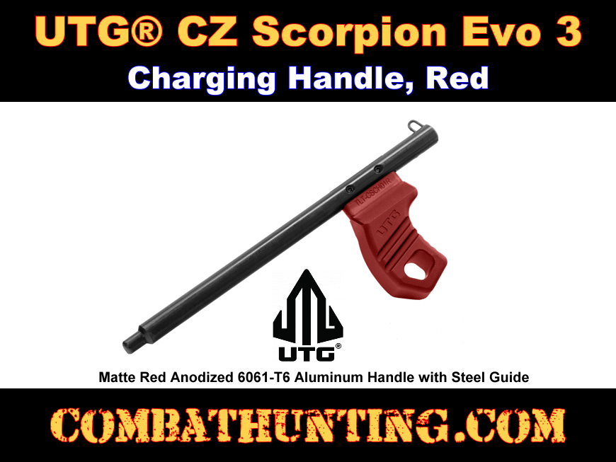 CZ Scorpion Evo 3 Charging Handle Red Anodized  style=