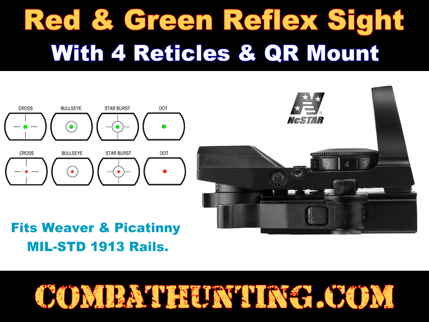 Red & Green Reflex Sight with 4 Reticles QR Mount style=
