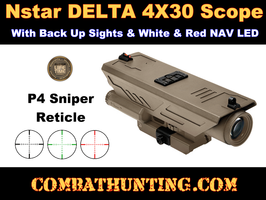 DELTA 4X30 Scope w/White & Red NAV LED Tan/FDE style=