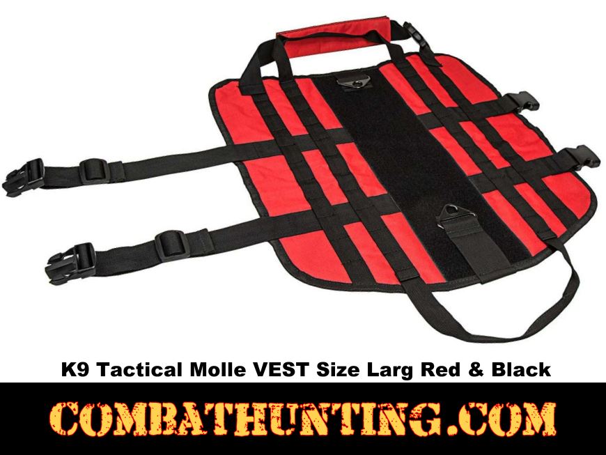 K9 Tactical Molle VEST Size Larg Red With Black Trim style=