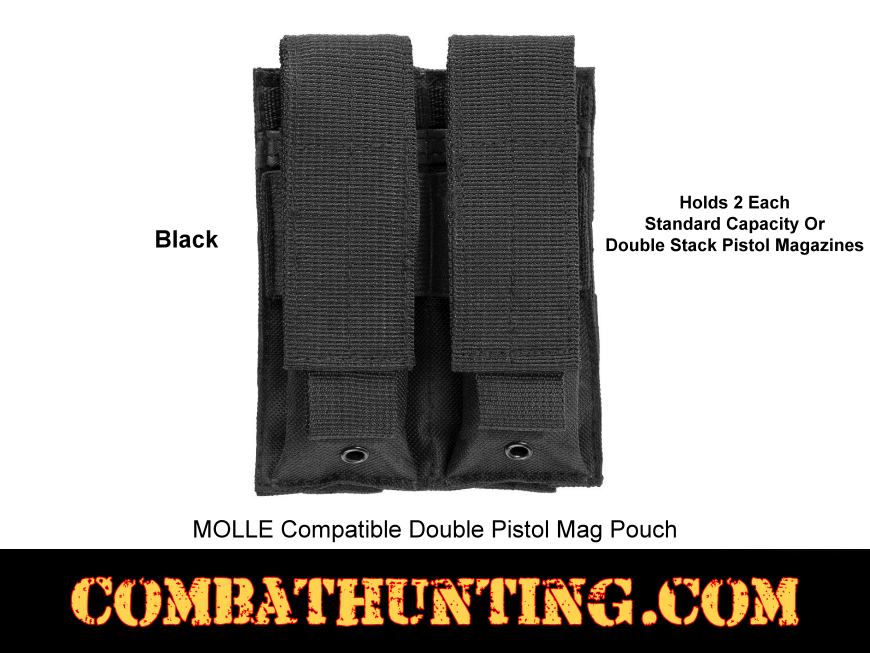 Double Pistol Mag Pouch Molle Compatible Black style=