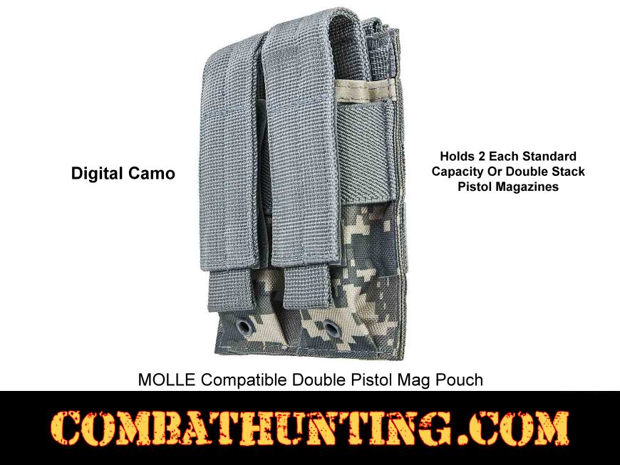 Digital Camo Double Pistol Mag Pouch Molle Compatible style=