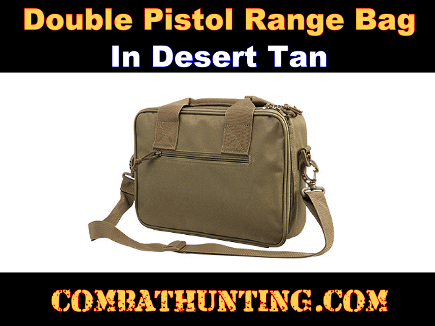 Double Pistol Range Bag Tan style=