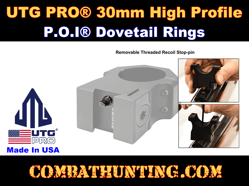 UTG PRO 30mm 2PCs High Profile P.O.I Dovetail Rings style=
