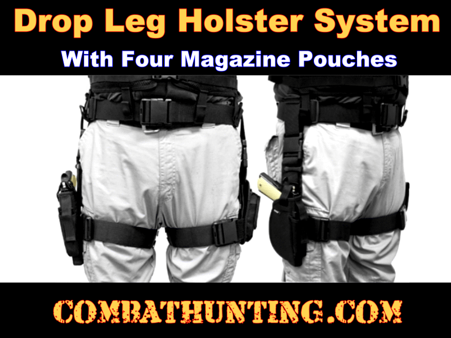 Drop Leg Holster With Magazine Holder/Pouch & Belt Black style=