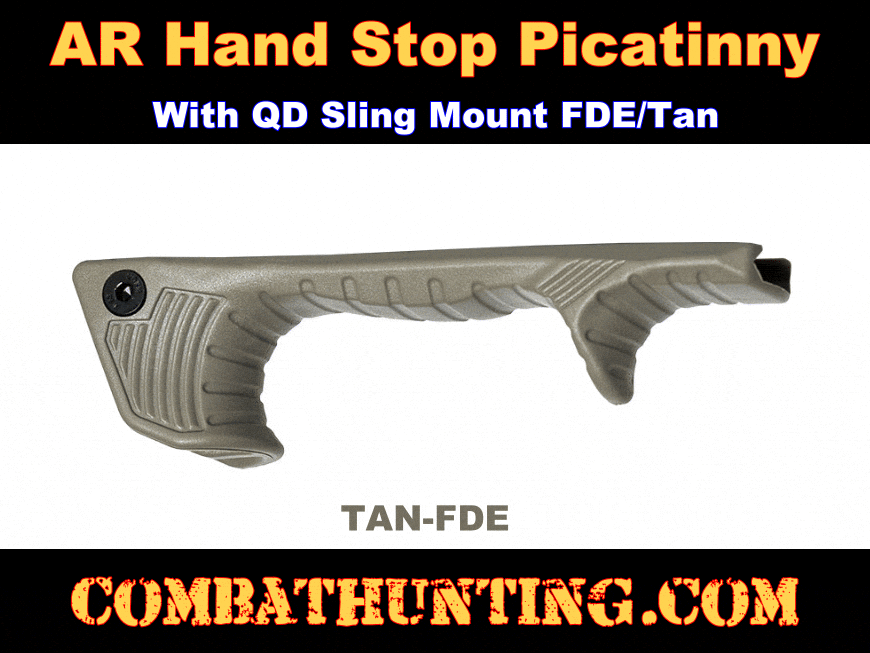 AR Hand Stop Picatinny With QD Sling Mount FDE/Tan style=