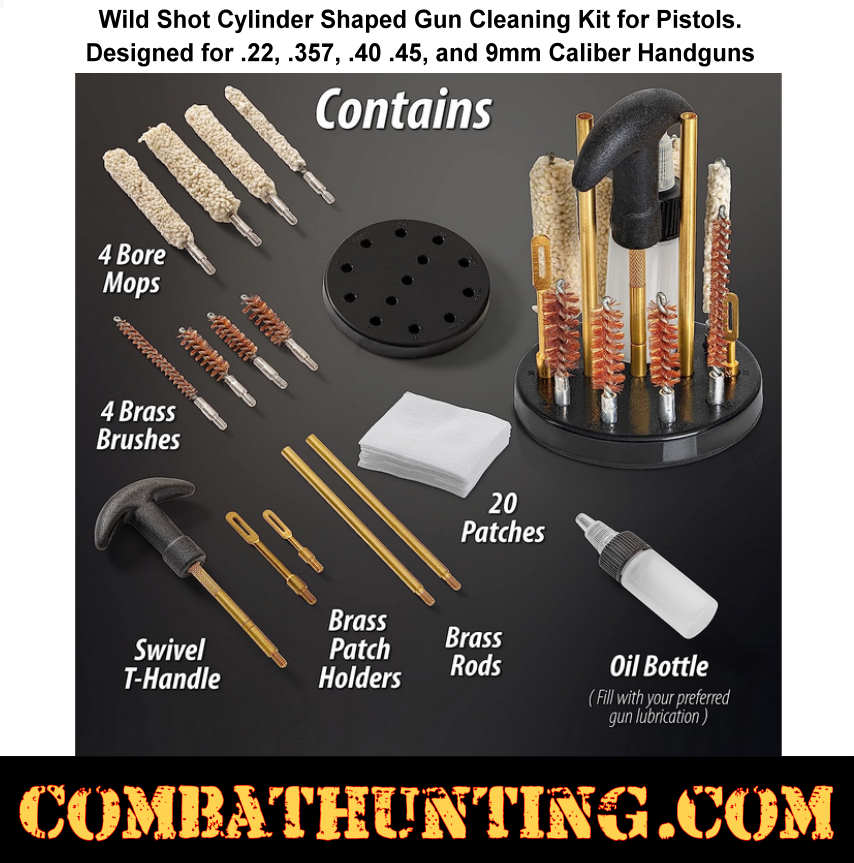 Wild Shot Cylinder Shaped Gun Cleaning Kit For Pistols style=