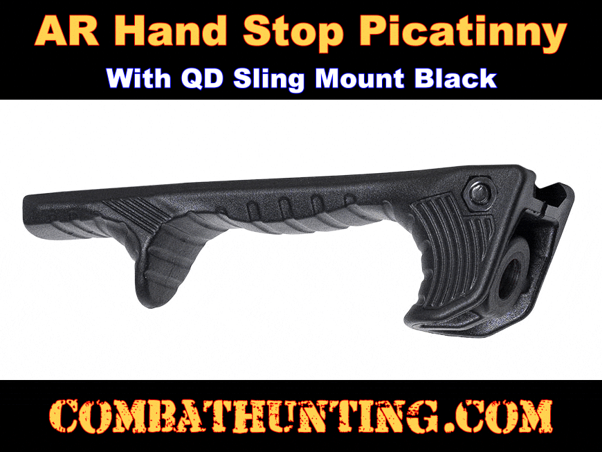 Hand Stop Picatinny With QD Sling Mount Black style=