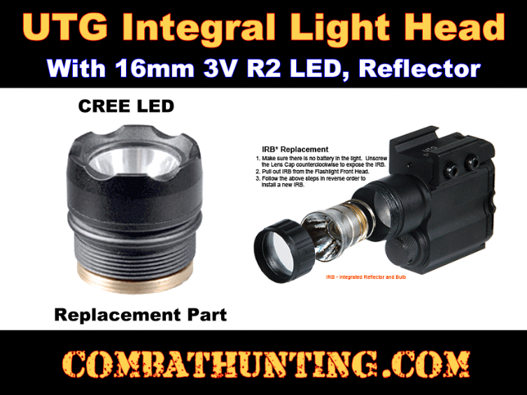 UTG Integral Light Head with 16mm 3V R2 LED, Reflector style=