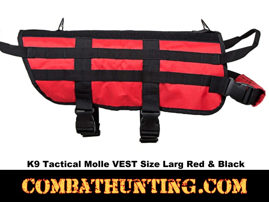 K9 Tactical Molle VEST Size Larg Red With Black Trim style=