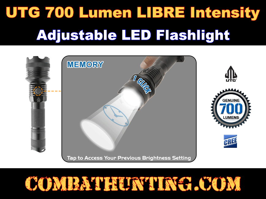 Tactical flashlight with strobe function LED 700 Lumens style=
