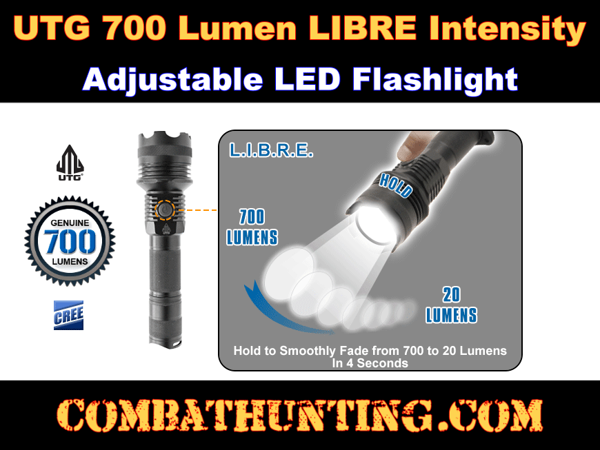 UTG 700 Lumen LIBRE Intensity Adjustable LED Flashlight style=