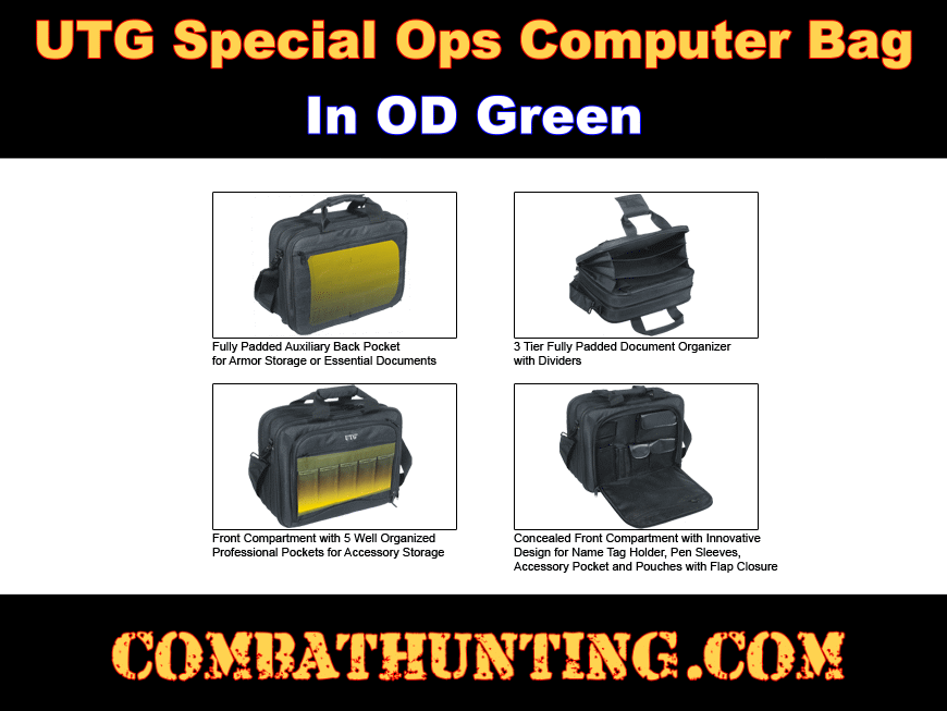 UTG Special Ops Computer Bag OD Green style=