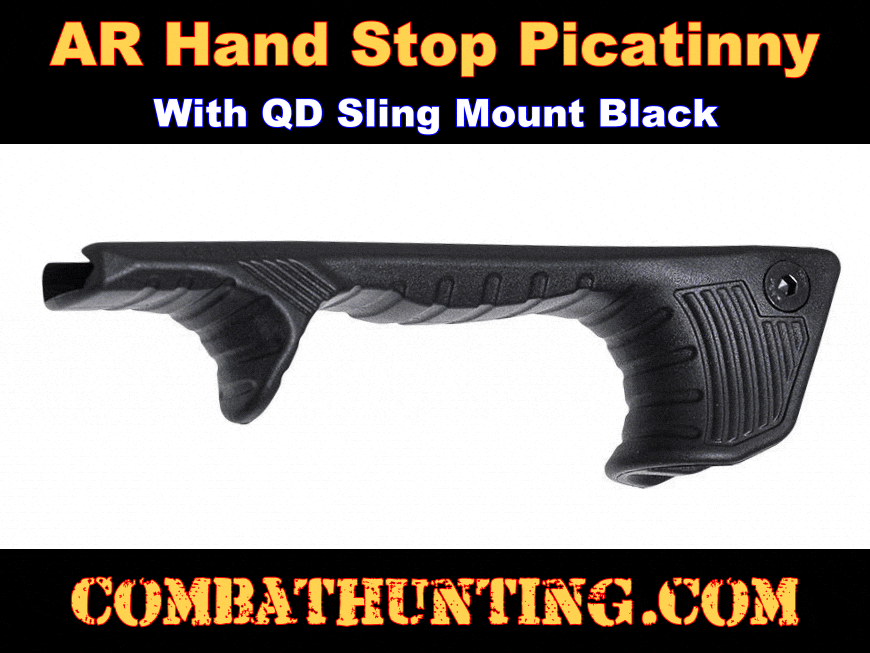 Hand Stop Picatinny With QD Sling Mount Black style=