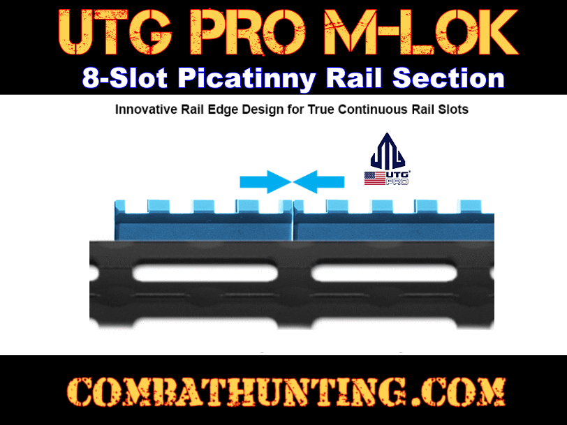 UTG PRO M-LOK 8-Slot Picatinny Rail Section Black style=