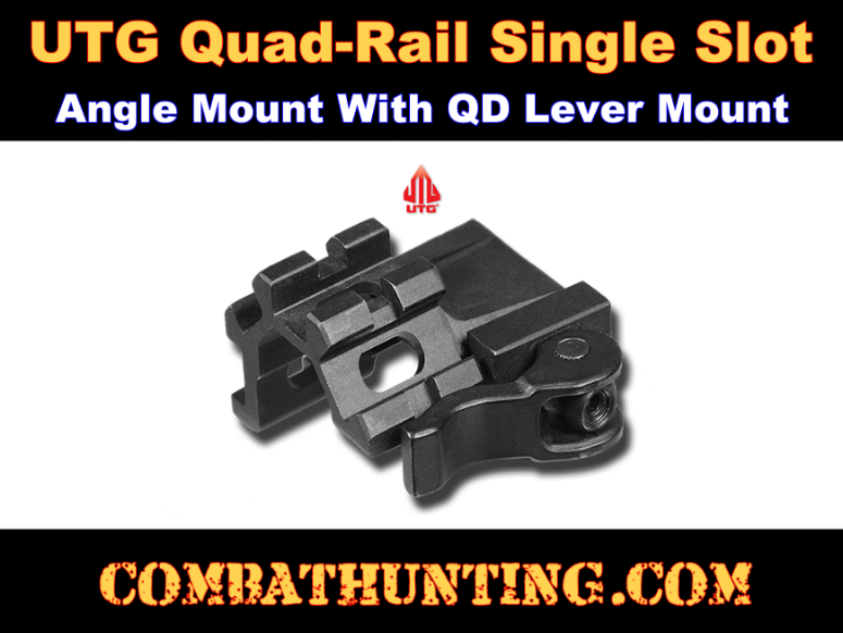 UTG Quad-Rail/Single Slot Angle Mount w/QD Lever Mount 