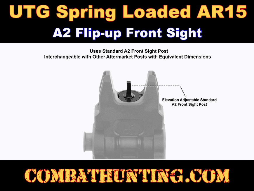Spring-loaded AR15 Flip-up Front Sight Black UTG ACCU-SYNC style=