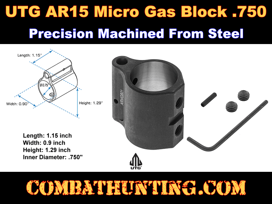 UTG AR15 .750 Micro Gas Block Steel Low Profile style=