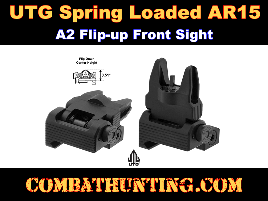 Spring-loaded AR15 Flip-up Front Sight Black UTG ACCU-SYNC style=