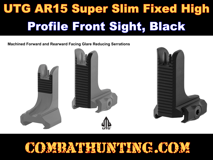 UTG AR-15 Super Slim Fixed High Profile Front Sight Black style=