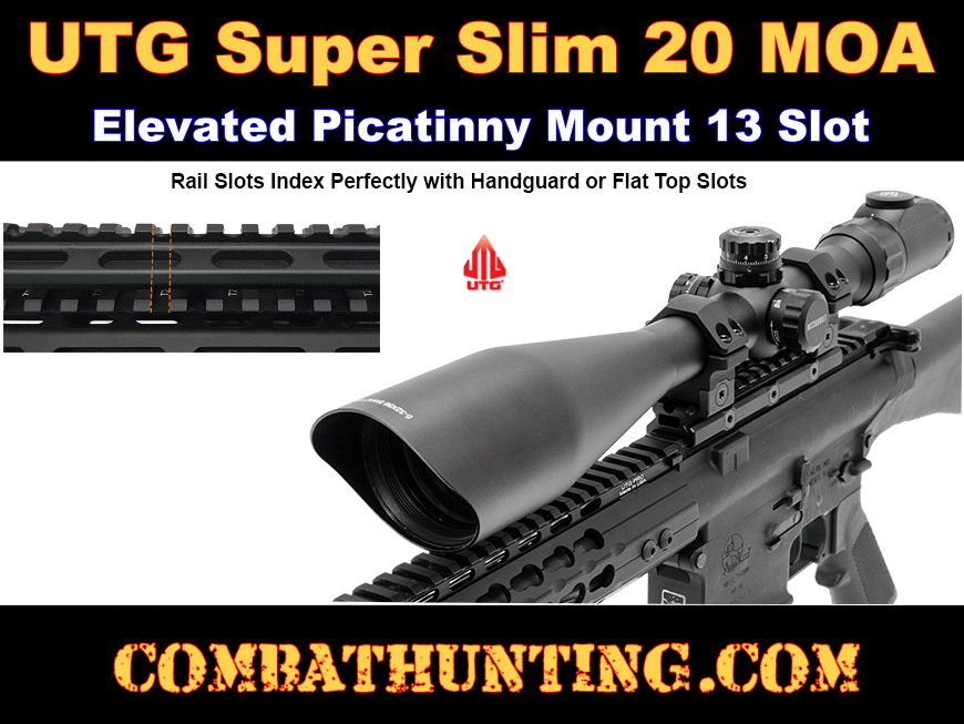 Leapers UTG Super Slim 20 MOA Elevated Picatinny Riser Mount-MT-RSX20MOA 