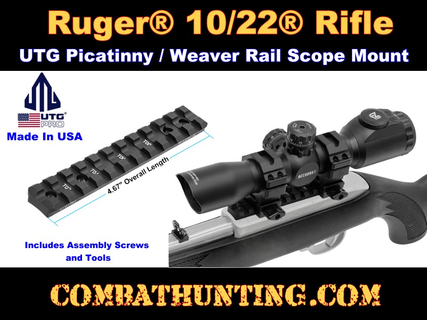 Ruger® 10/22® Picatinny / Weaver Rail Mount UTG PRO Made in USA  style=